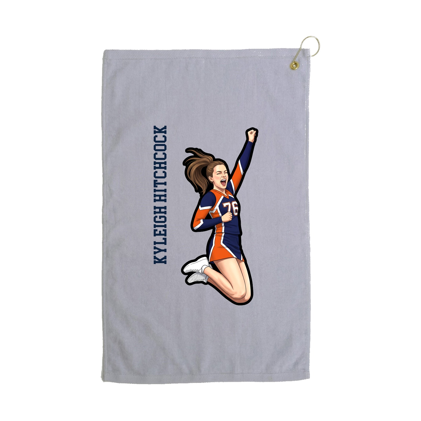 Golf Towel — Name Vertical in Grey