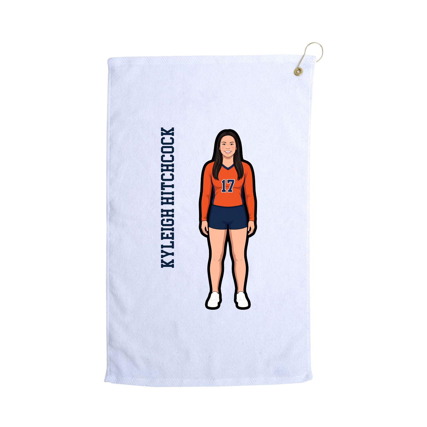 Golf Towel — Name Vertical in White