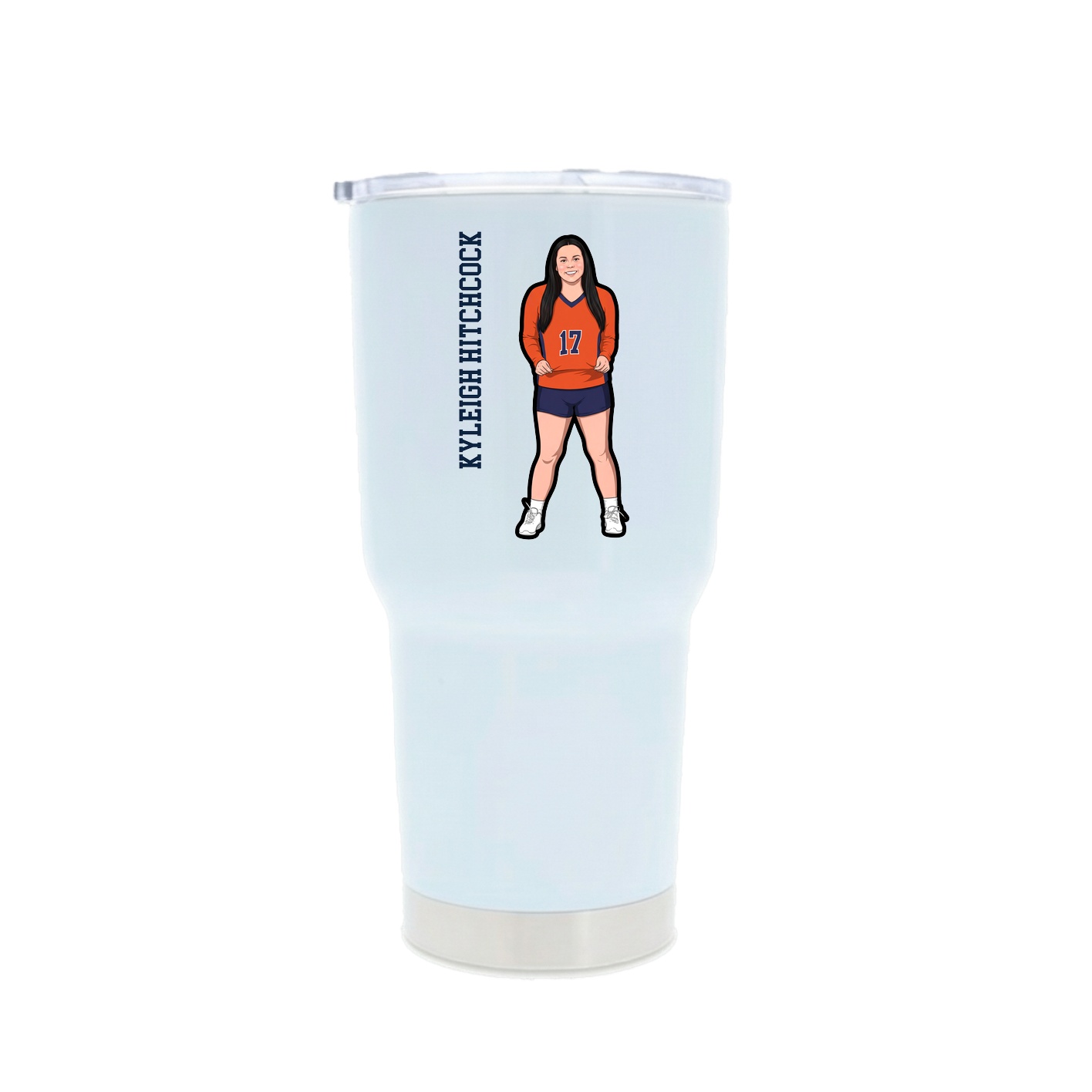 30oz Stainless Steel Tumbler — Name Vertical in White