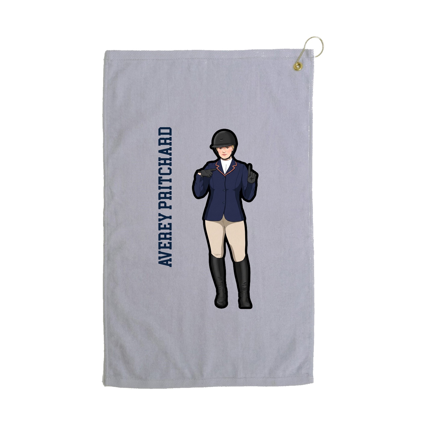 Golf Towel — Name Vertical in Grey