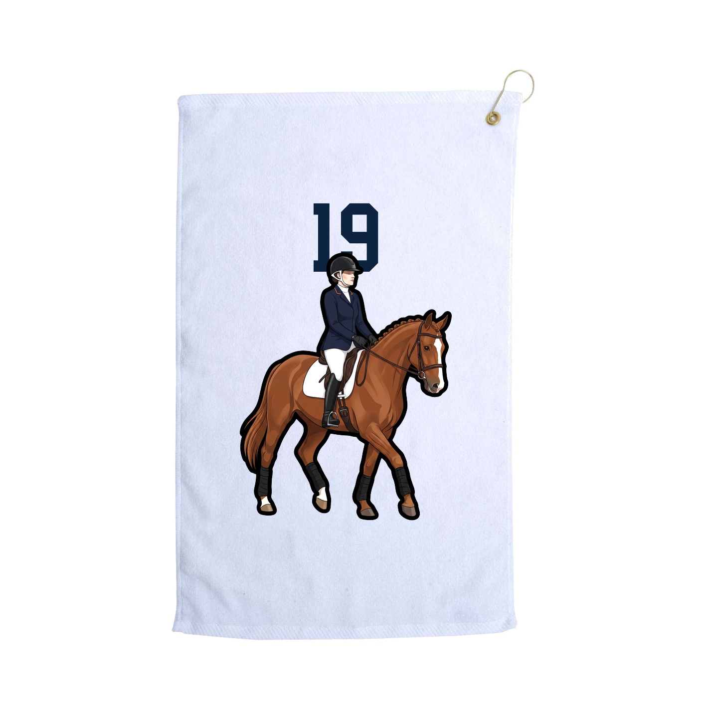 Golf Towel — Number Top in White