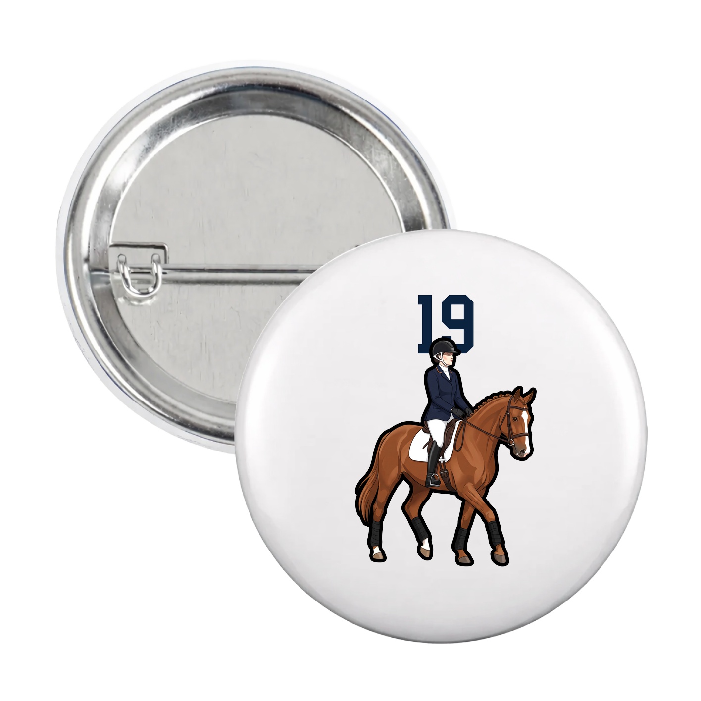 Game Day Button — Number Top in White