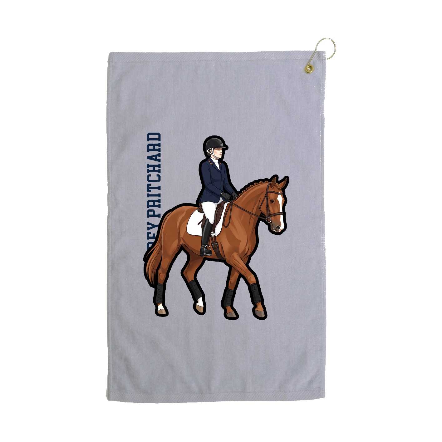 Golf Towel — Name Vertical in Grey