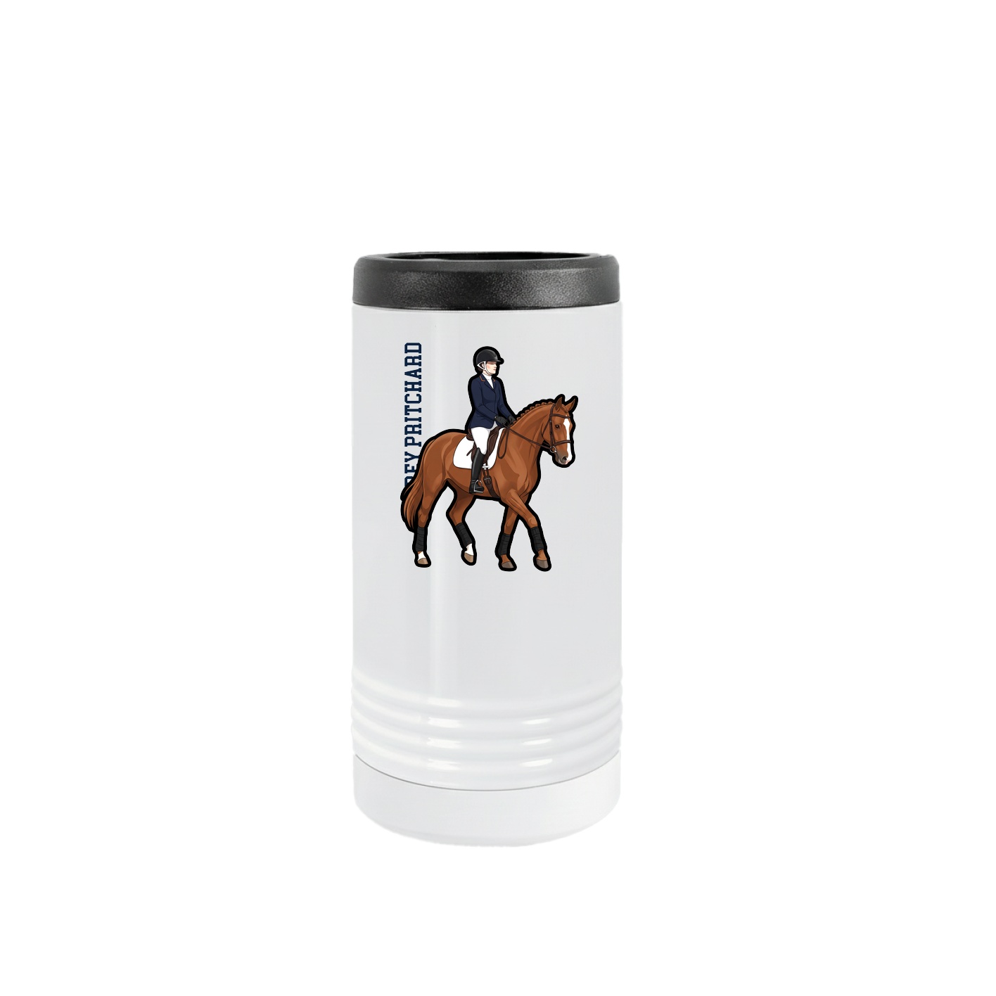 Slim Beverage Holder — Name Vertical in White