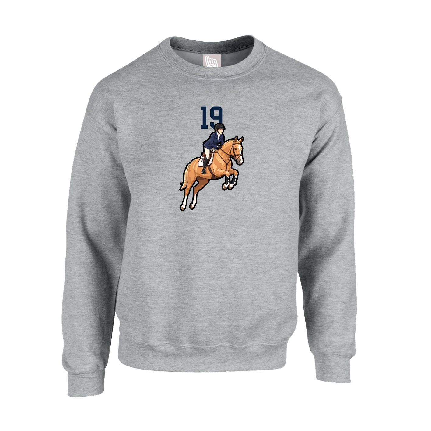 Fleece Crew — Number Top in Grey