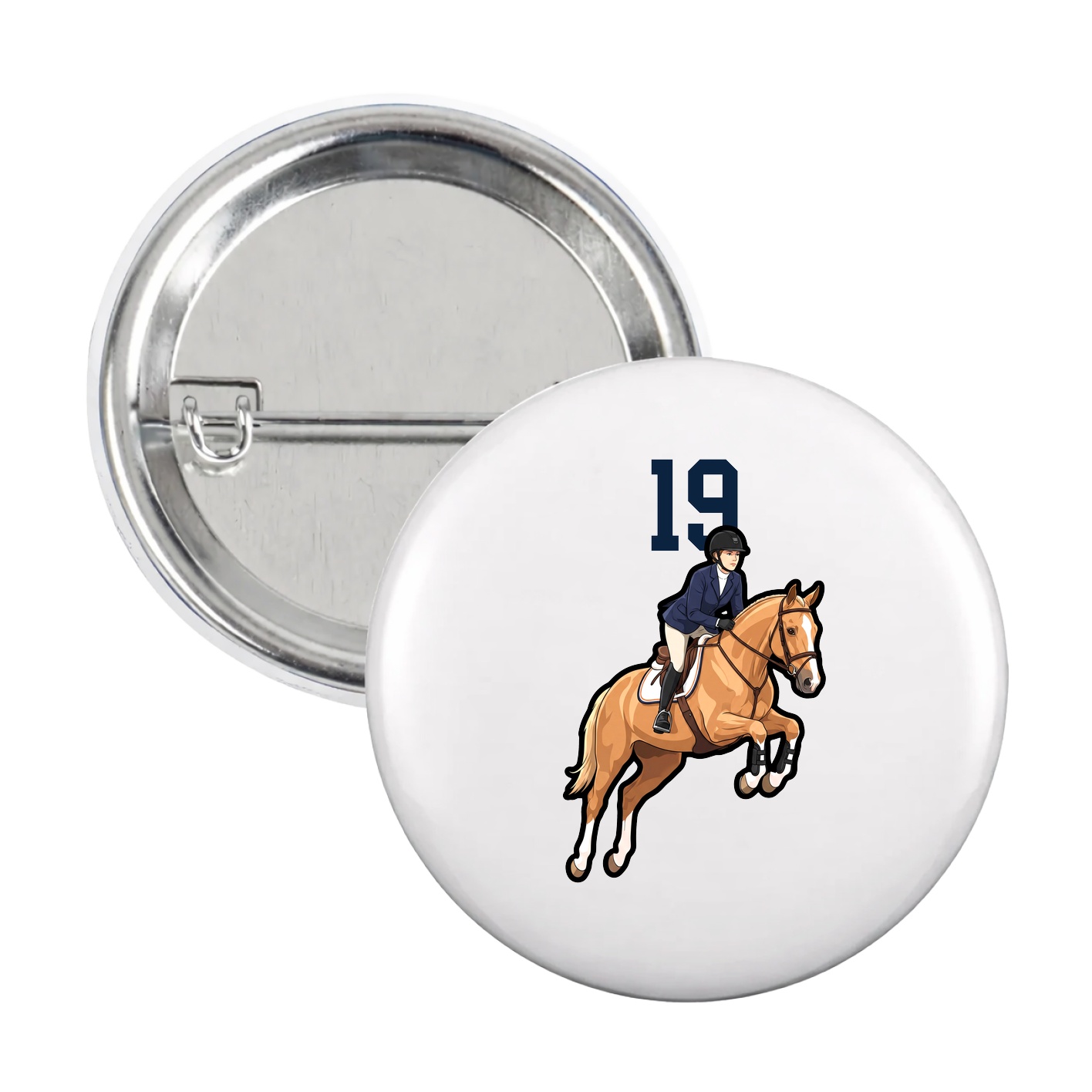 Game Day Button — Number Top in White