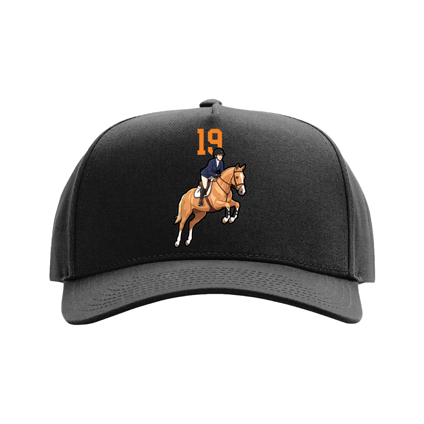 Full Fabric Five-Panel Champ Cap — Number Top in Black