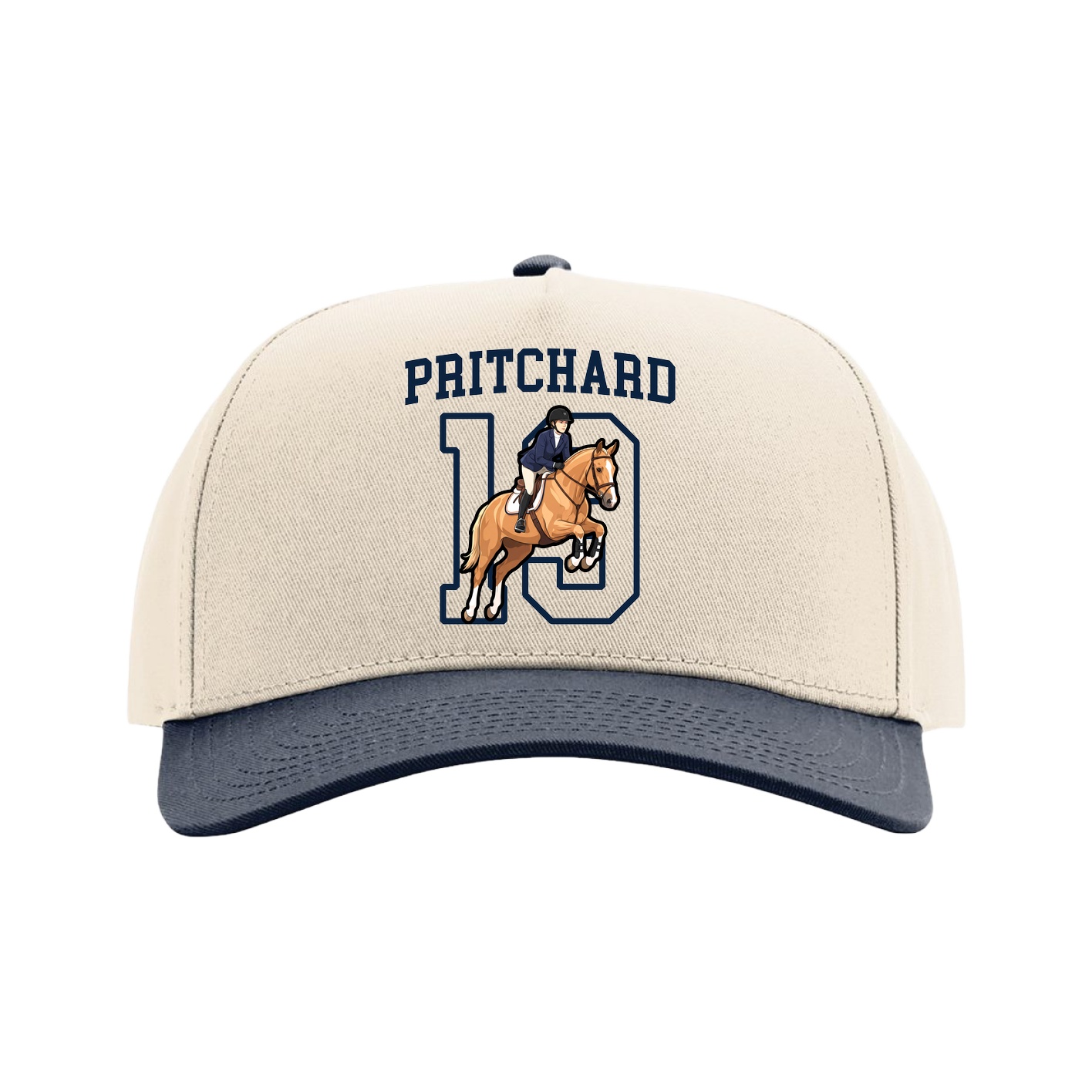 Full Fabric Five-Panel Champ Cap — Shirsey in Cream/Navy