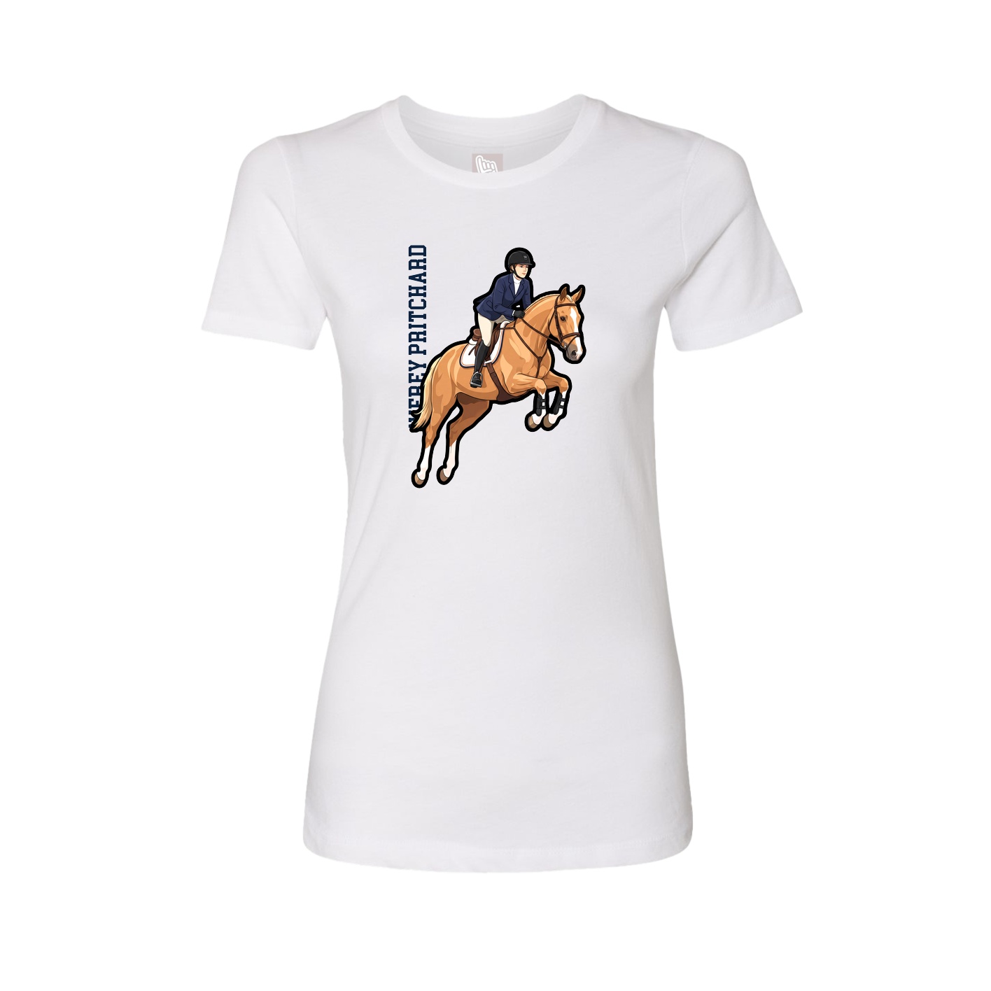 Fitted Women's Tee — Name Vertical in White