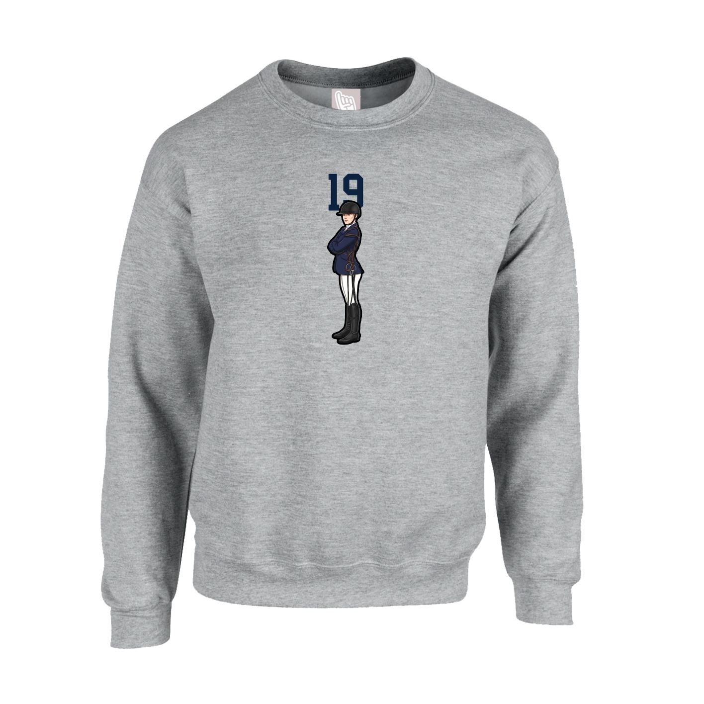 Fleece Crew — Number Top in Grey