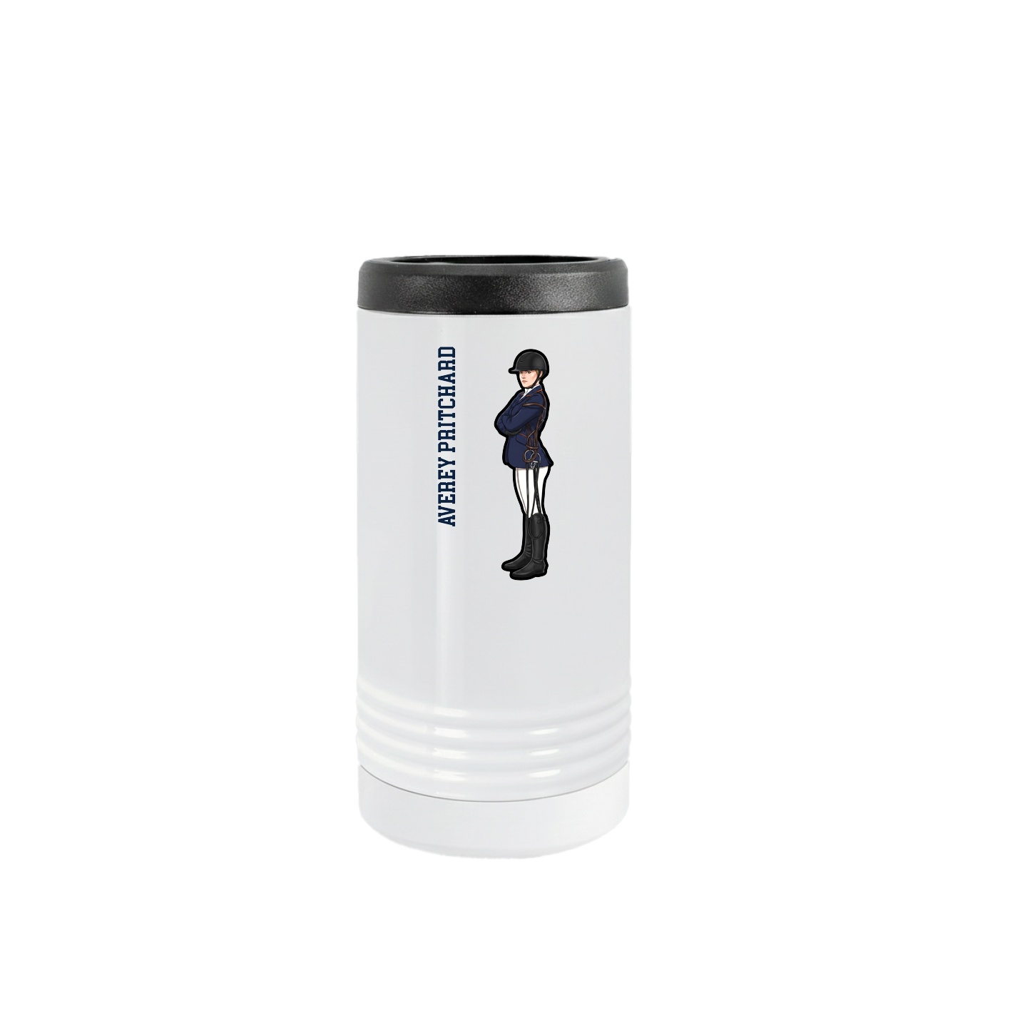 Slim Beverage Holder — Name Vertical in White