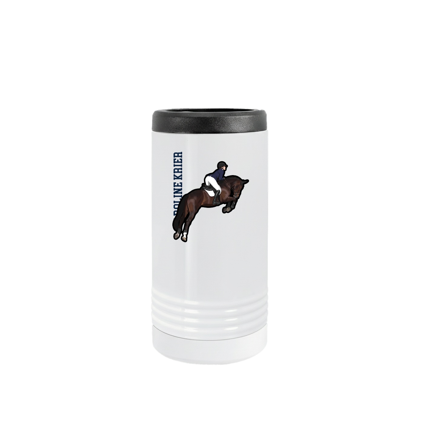 Slim Beverage Holder — Name Vertical in White