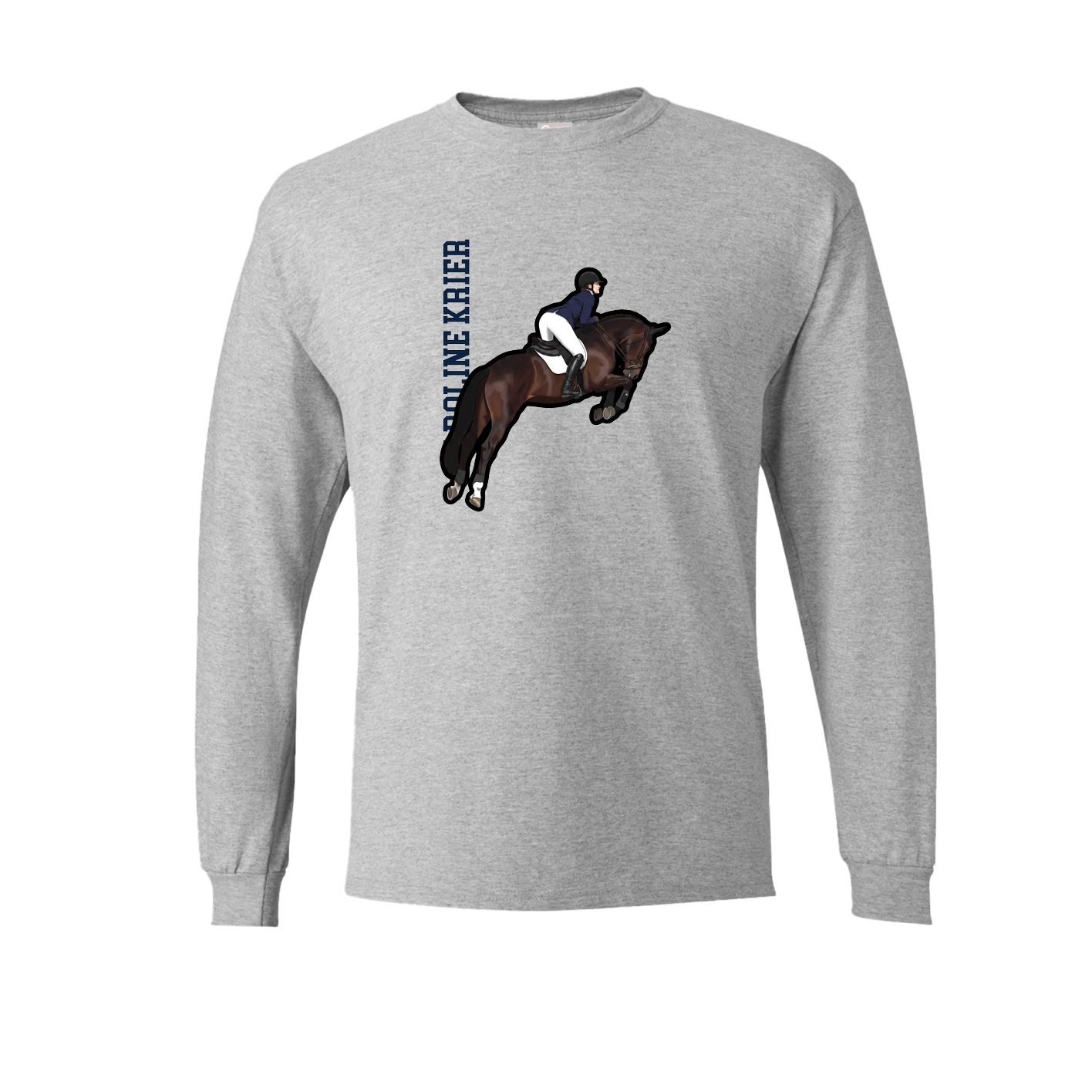 Long Sleeve Tee — Name Vertical in Grey