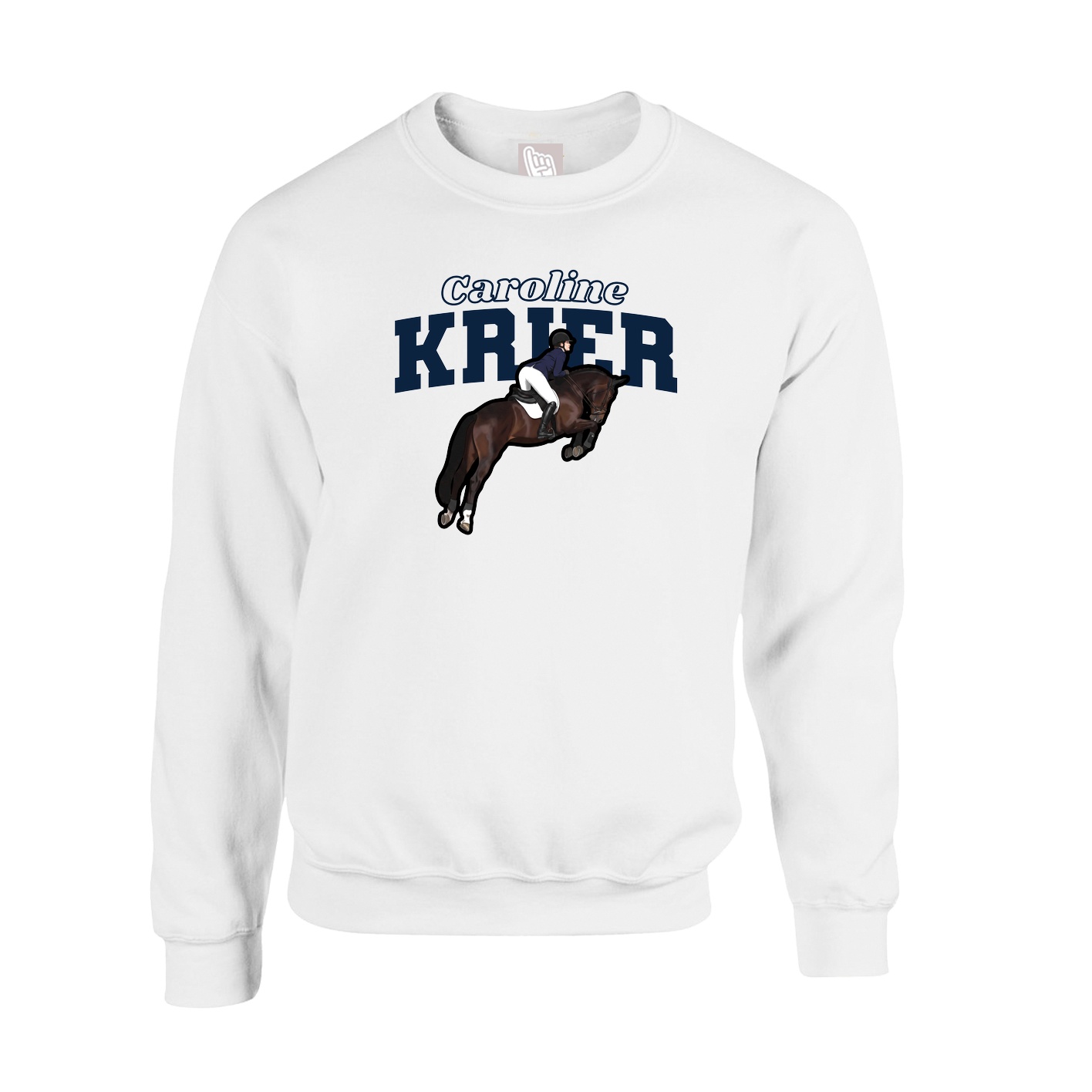 Fleece Crew — Name Arch in White