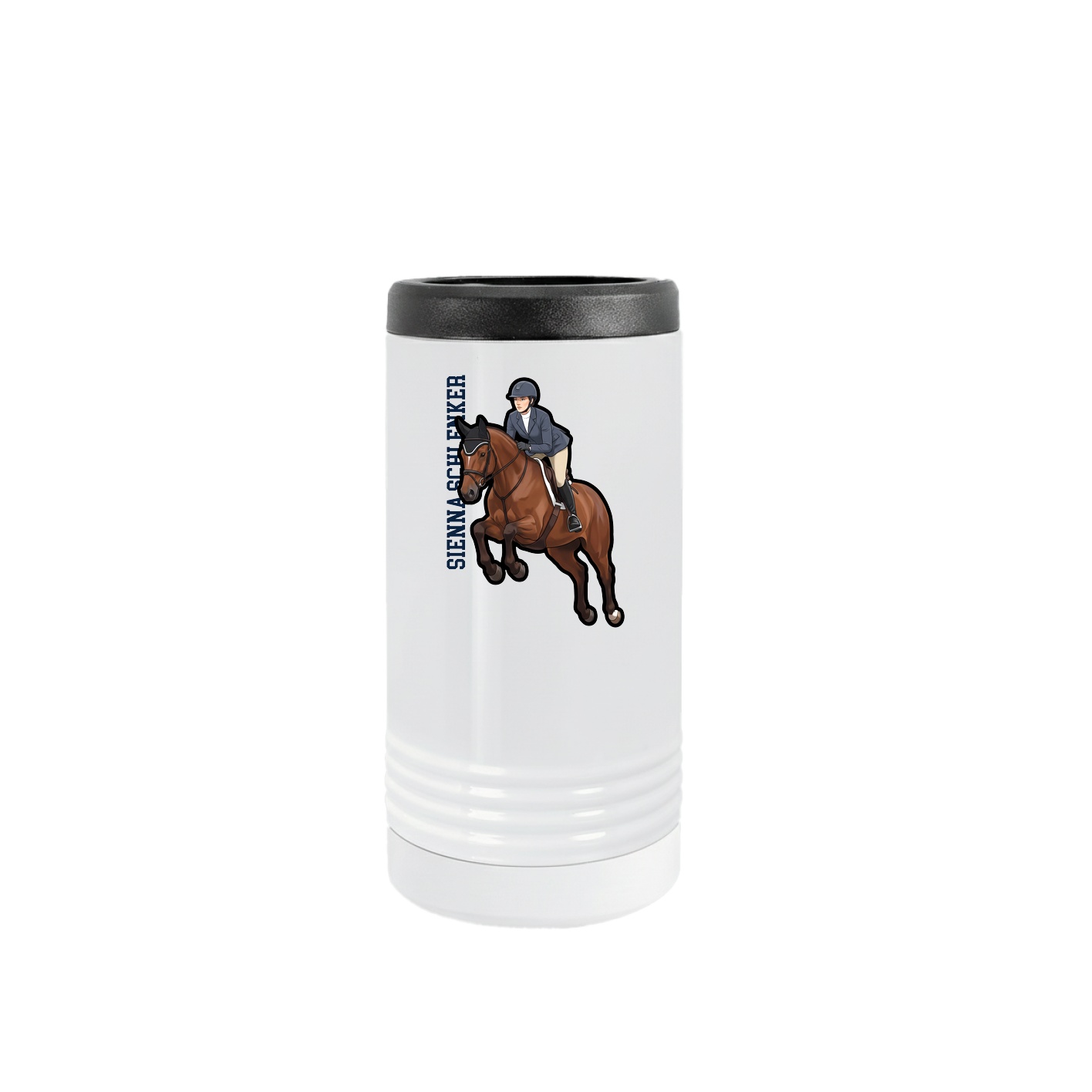 Slim Beverage Holder — Name Vertical in White