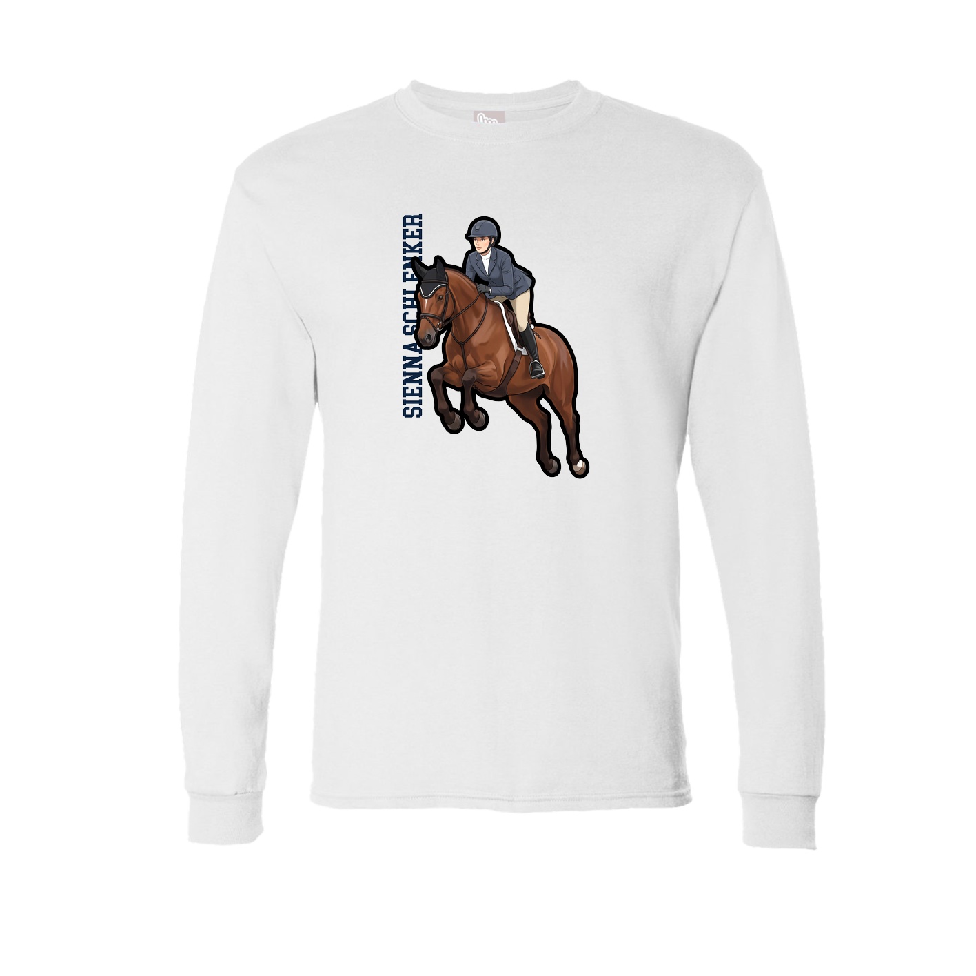 Long Sleeve Tee — Name Vertical in White