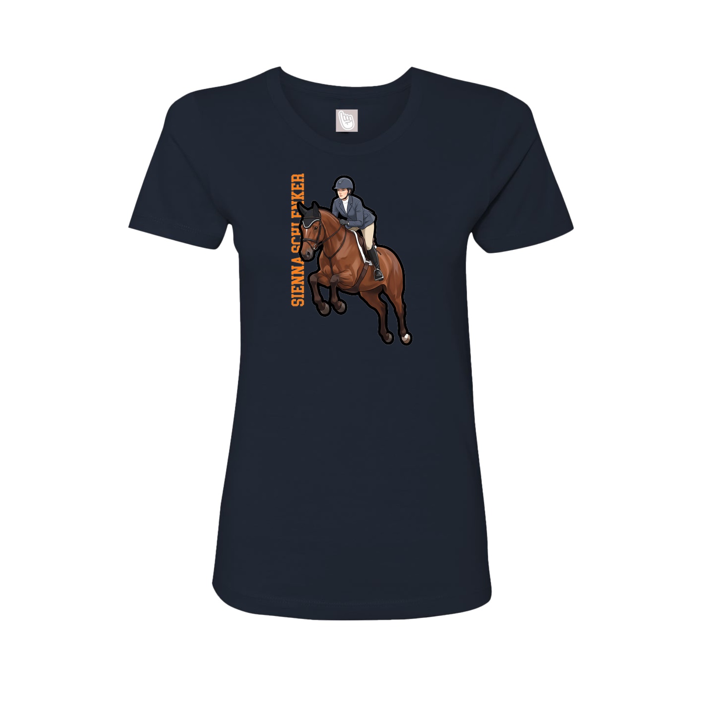 Fitted Women's Tee — Name Vertical in Navy