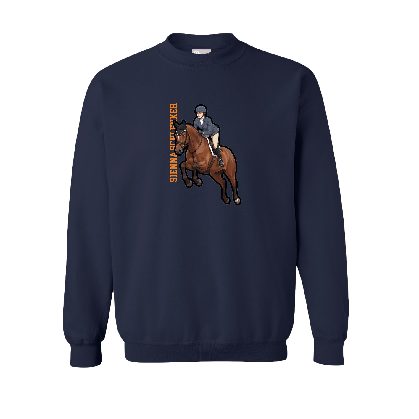 Fleece Crew — Name Vertical in Navy