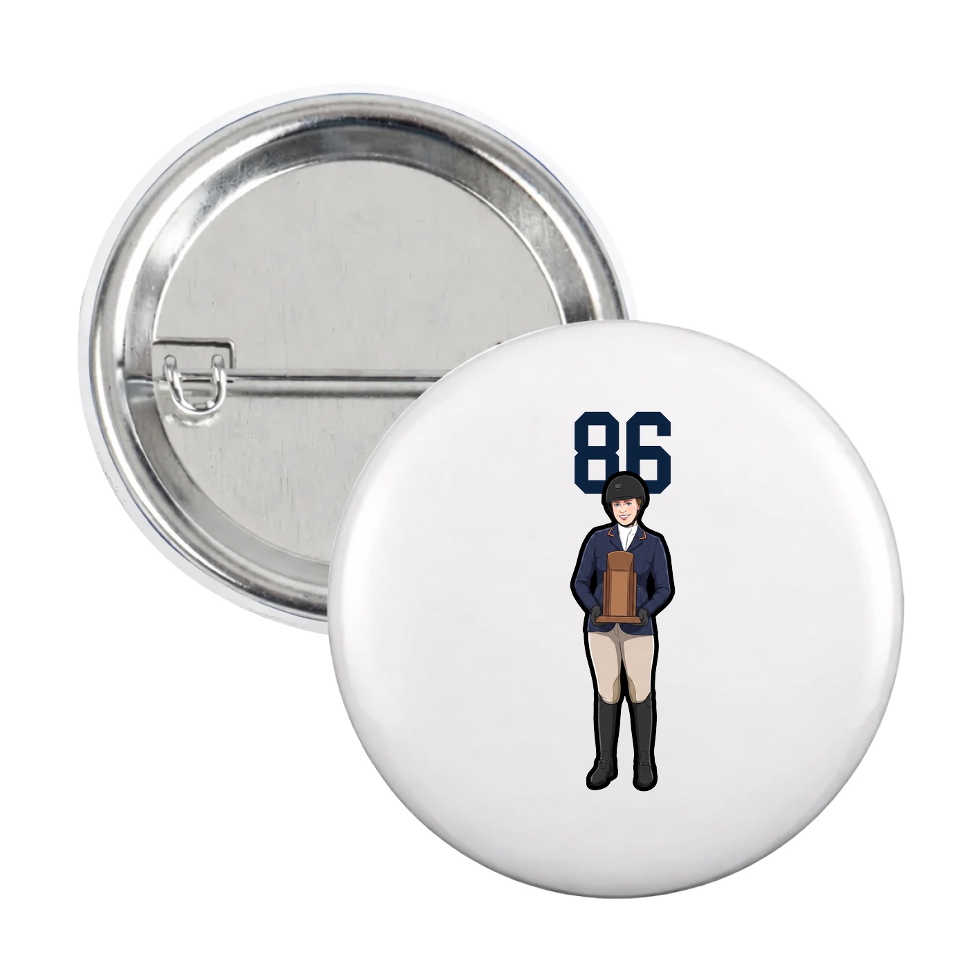 Game Day Button — Number Top in White