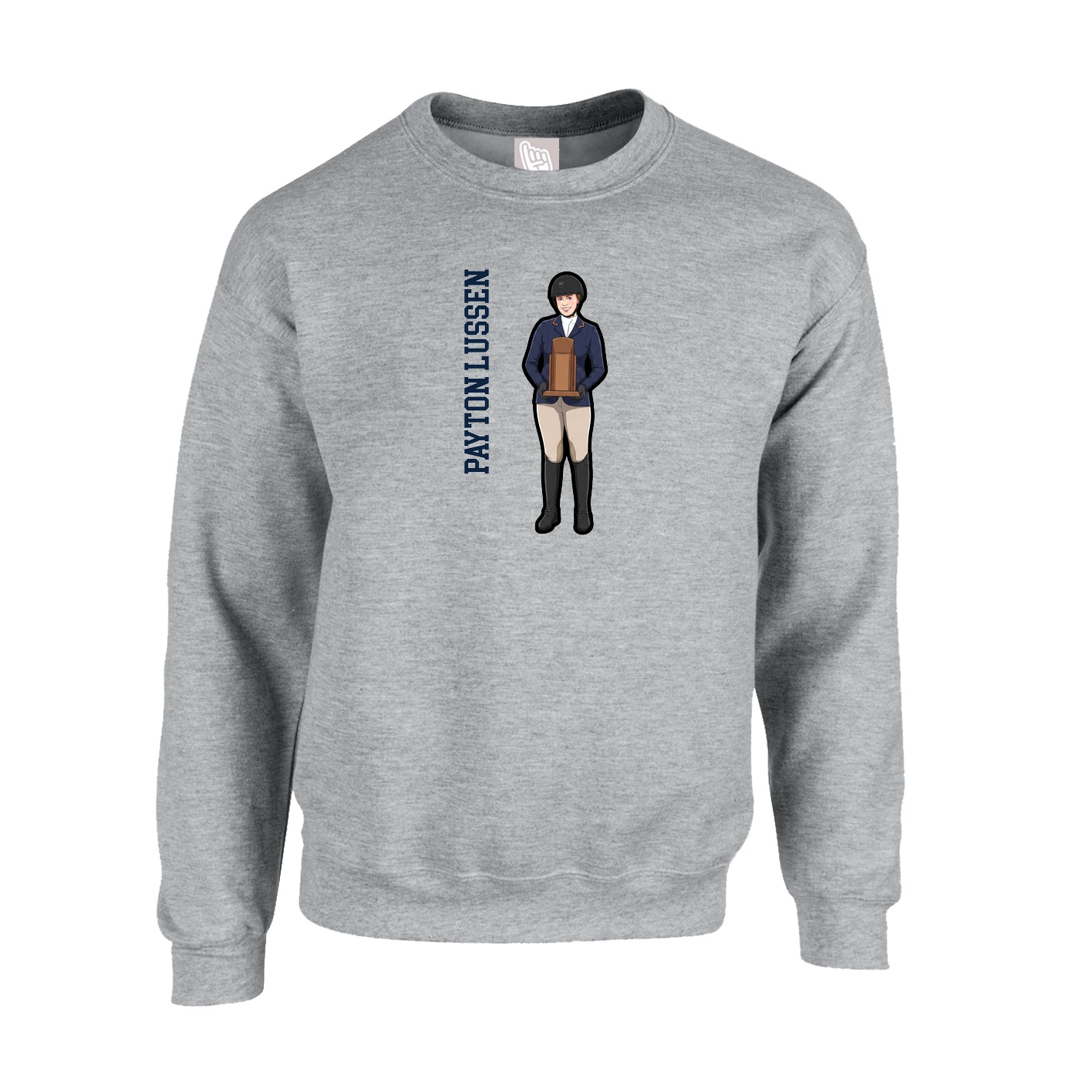 Fleece Crew — Name Vertical in Grey