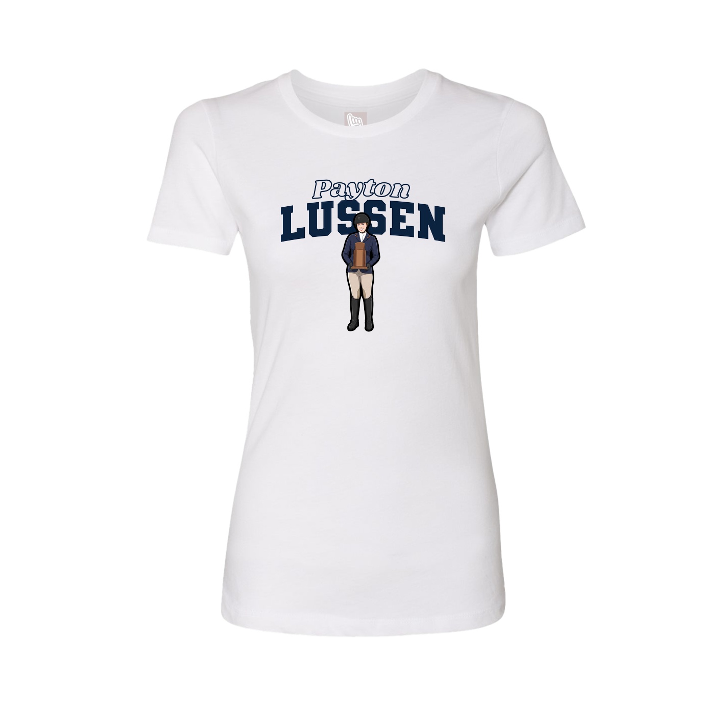 Fitted Women's Tee — Name Arch in White