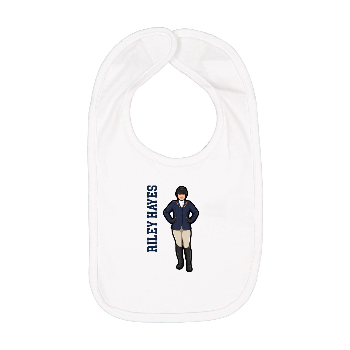 Infant Bib — Name Vertical in White
