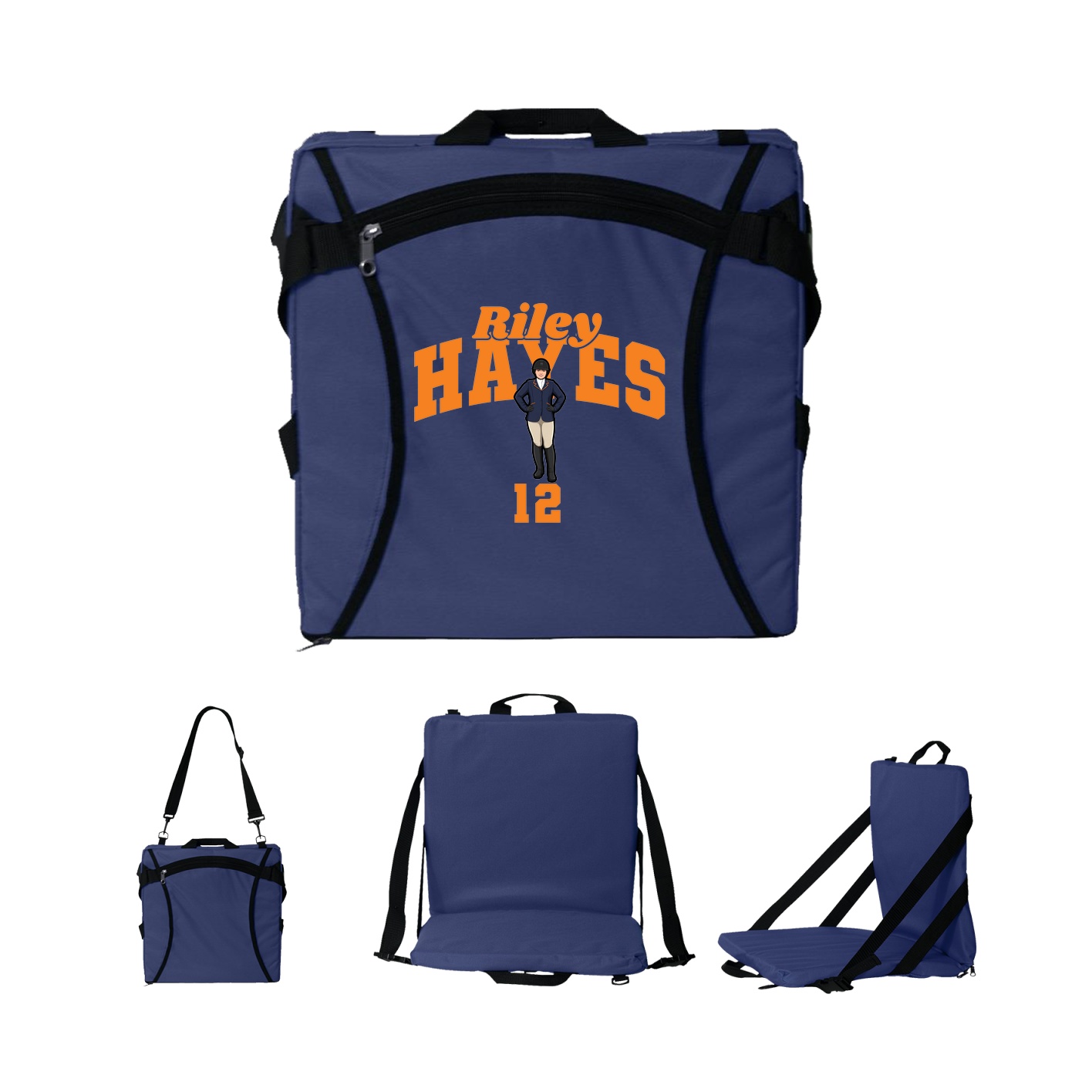 Folding Stadium Seat — Signature Arch in Navy