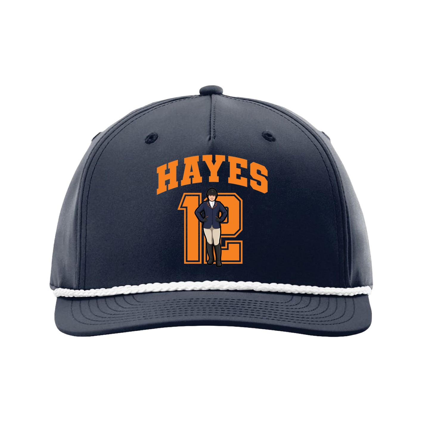 Five-Panel Classic Rope Cap — Number in Navy