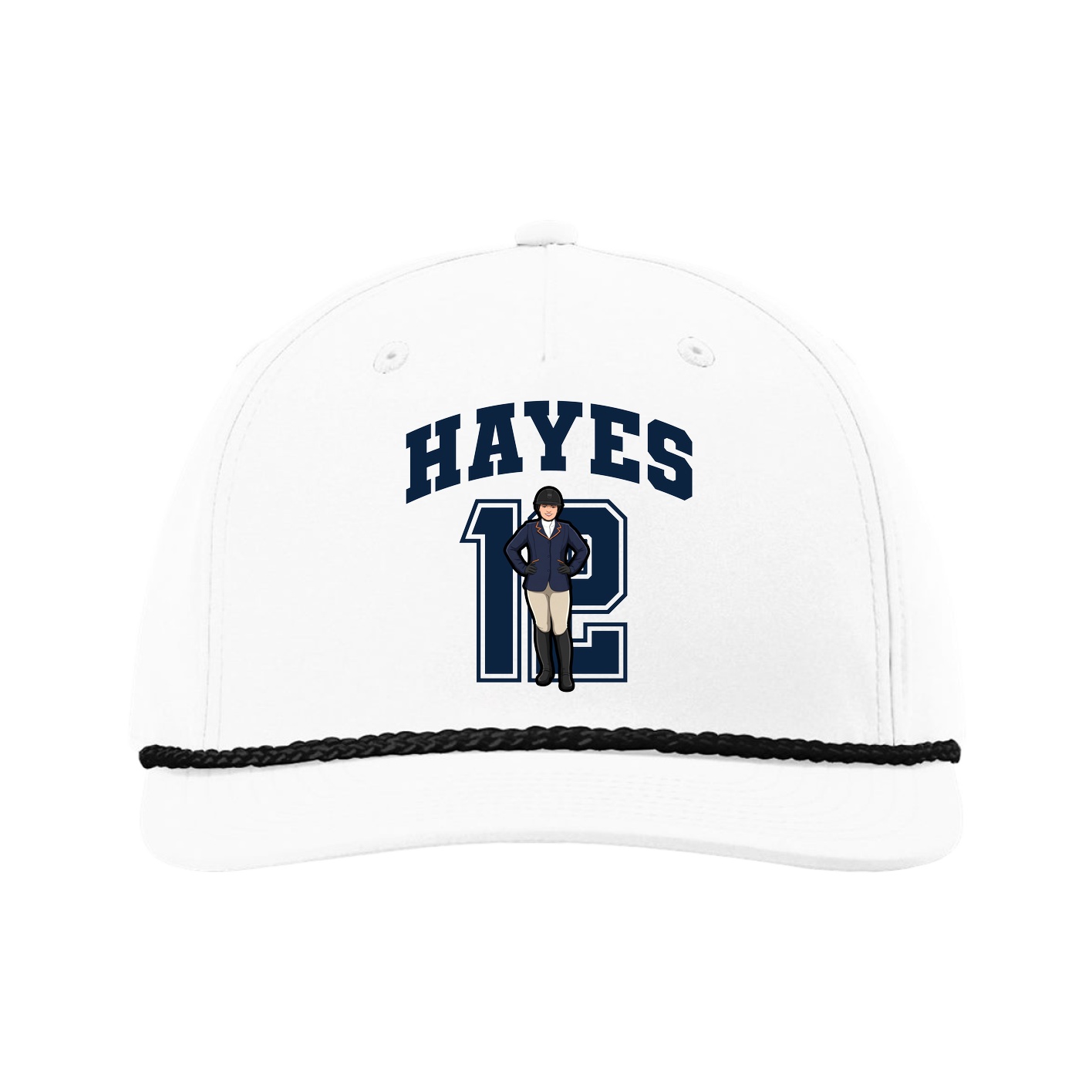 Five-Panel Classic Rope Cap — Number in White
