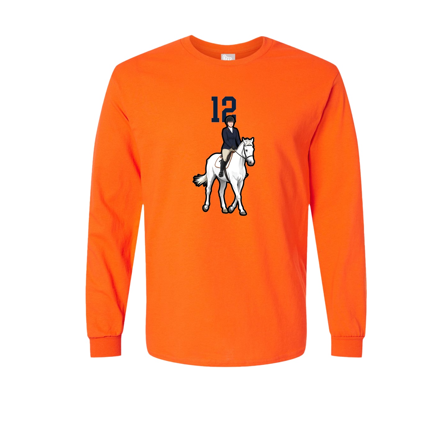 Long Sleeve Tee — Number Top in Orange