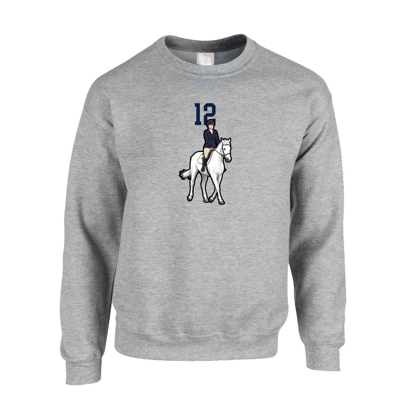 Fleece Crew — Number Top in Grey
