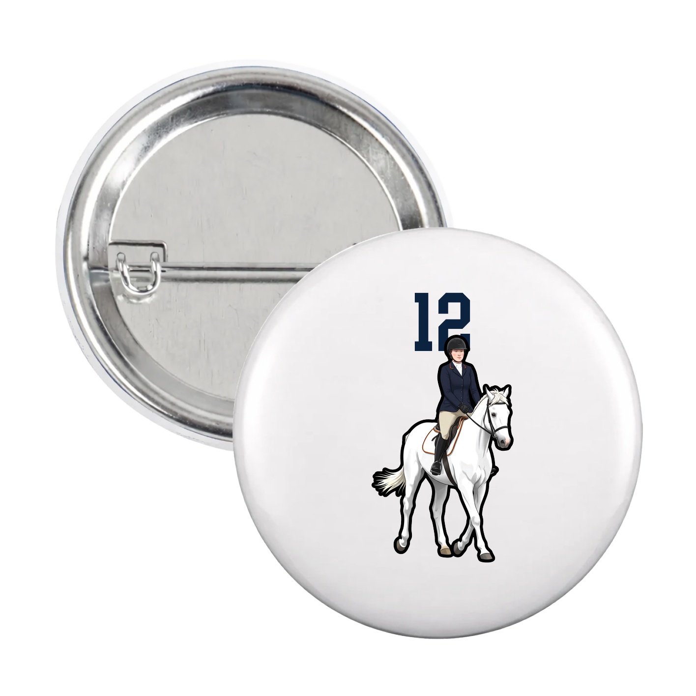 Game Day Button — Number Top in White
