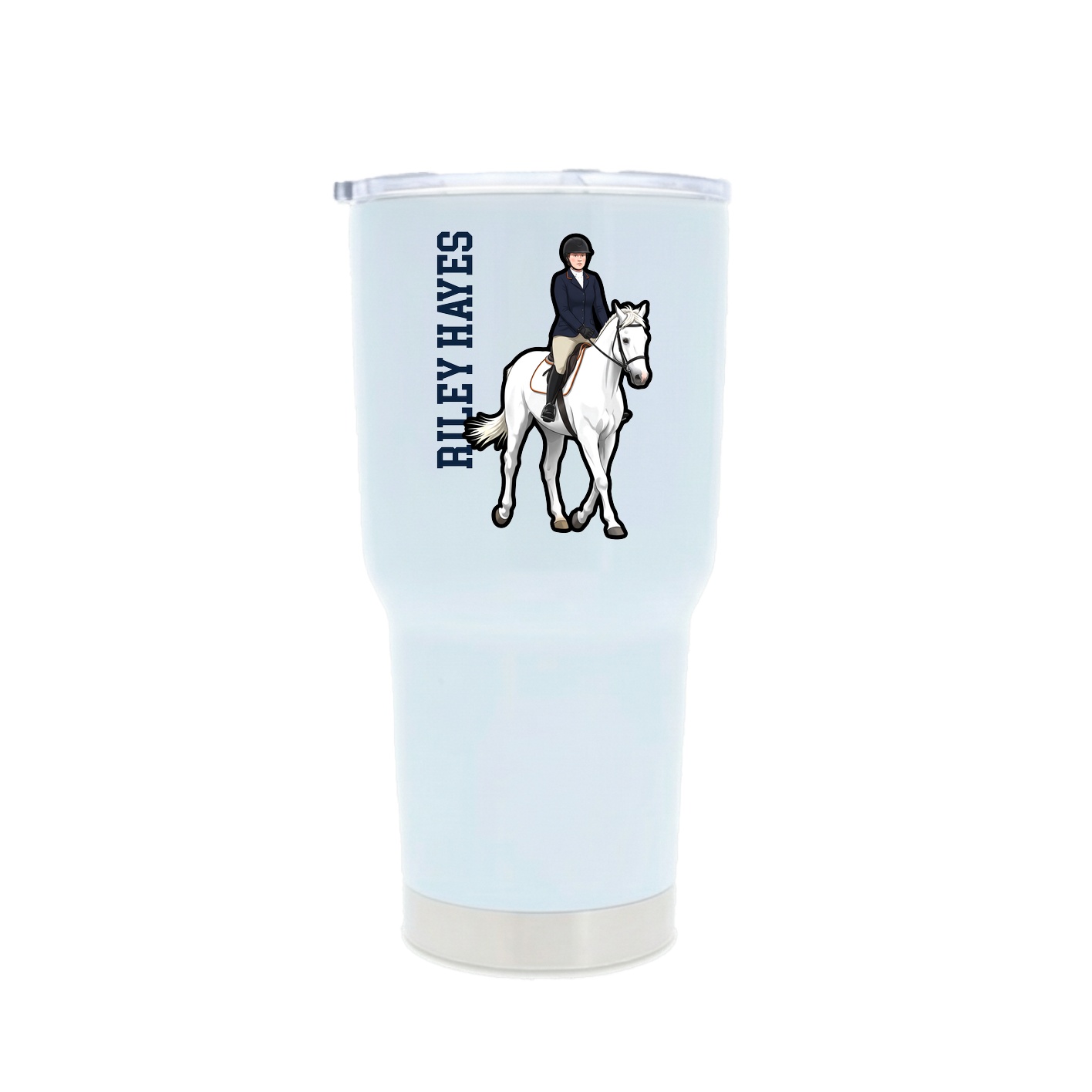 30oz Stainless Steel Tumbler — Name Vertical in White