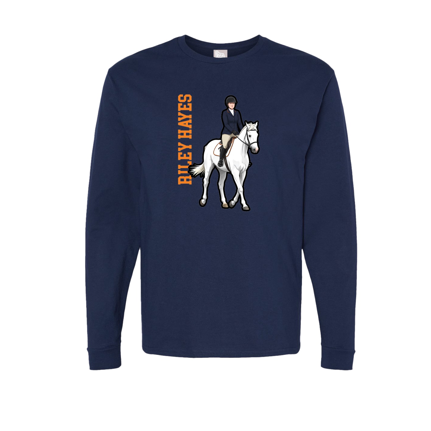 Long Sleeve Tee — Name Vertical in Navy