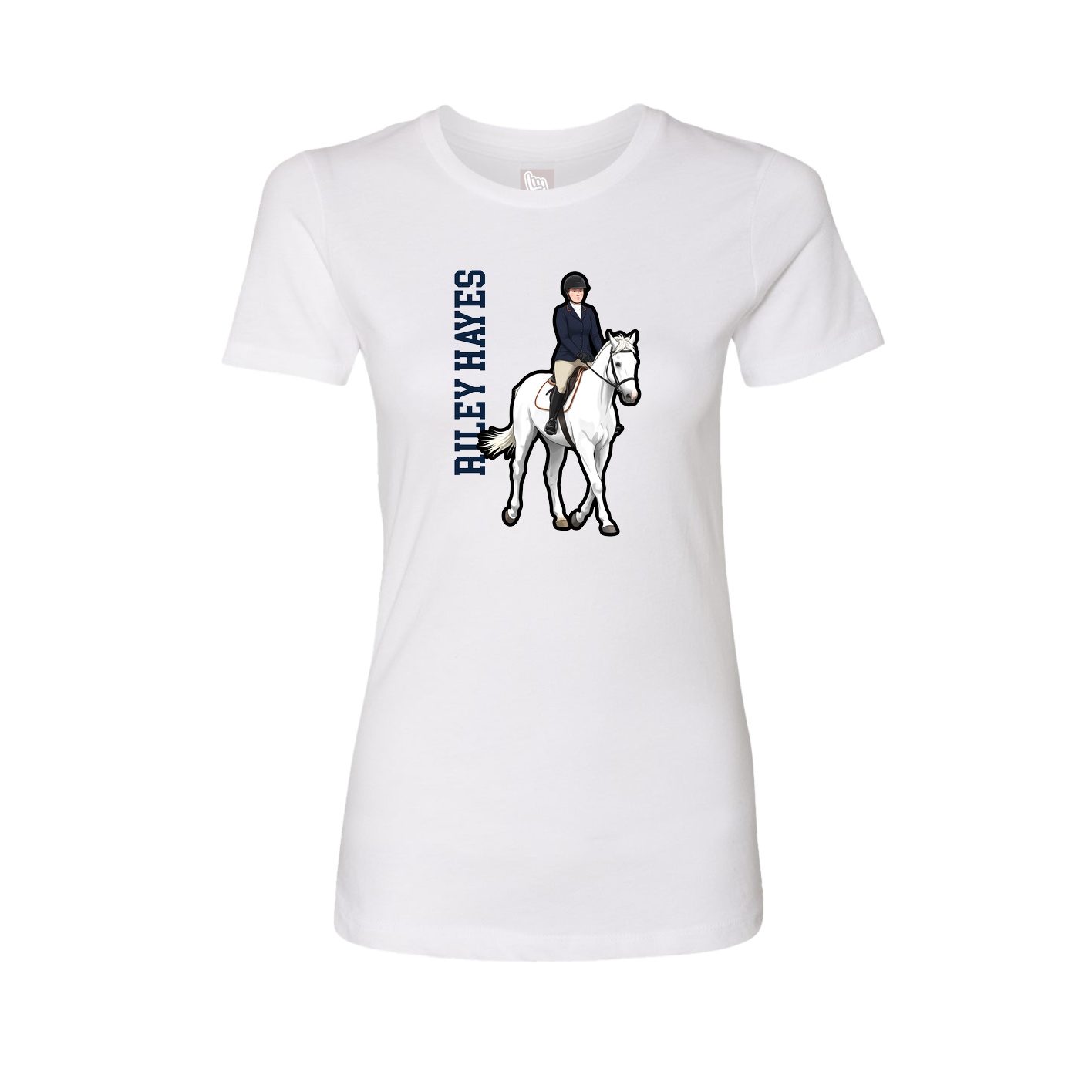 Fitted Women's Tee — Name Vertical in White