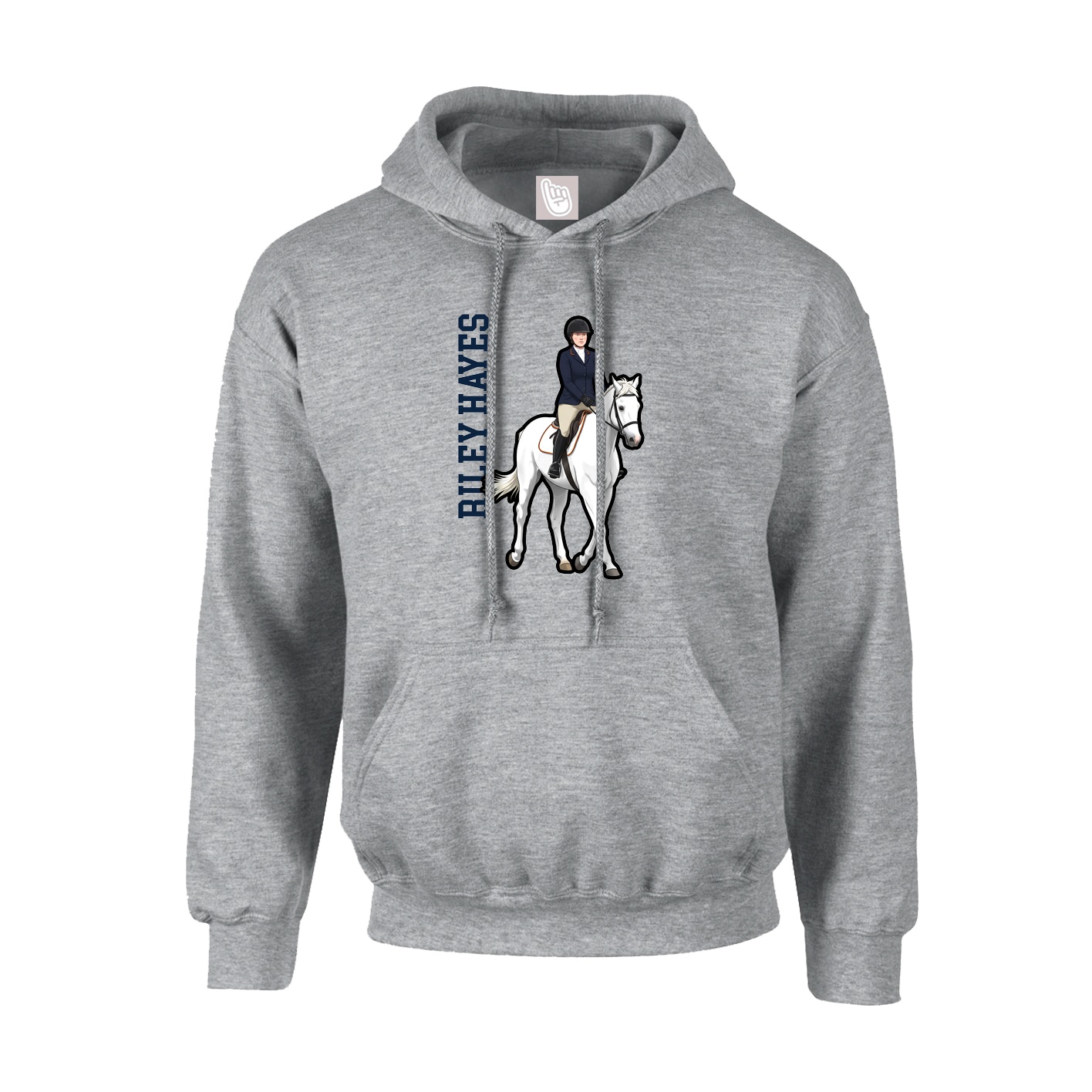 Hoodie — Name Vertical in Grey