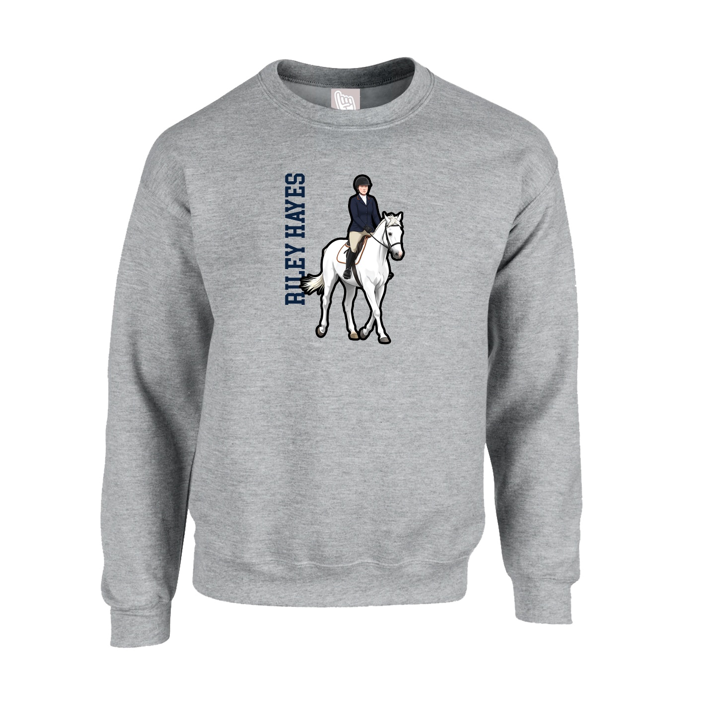 Fleece Crew — Name Vertical in Grey