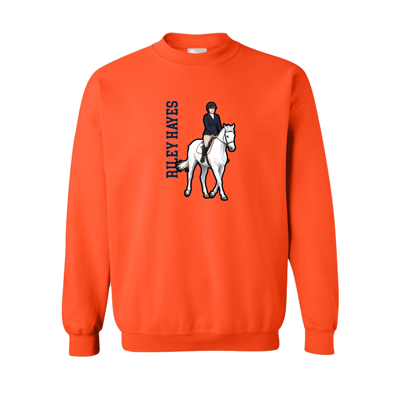 Fleece Crew — Name Vertical in Orange