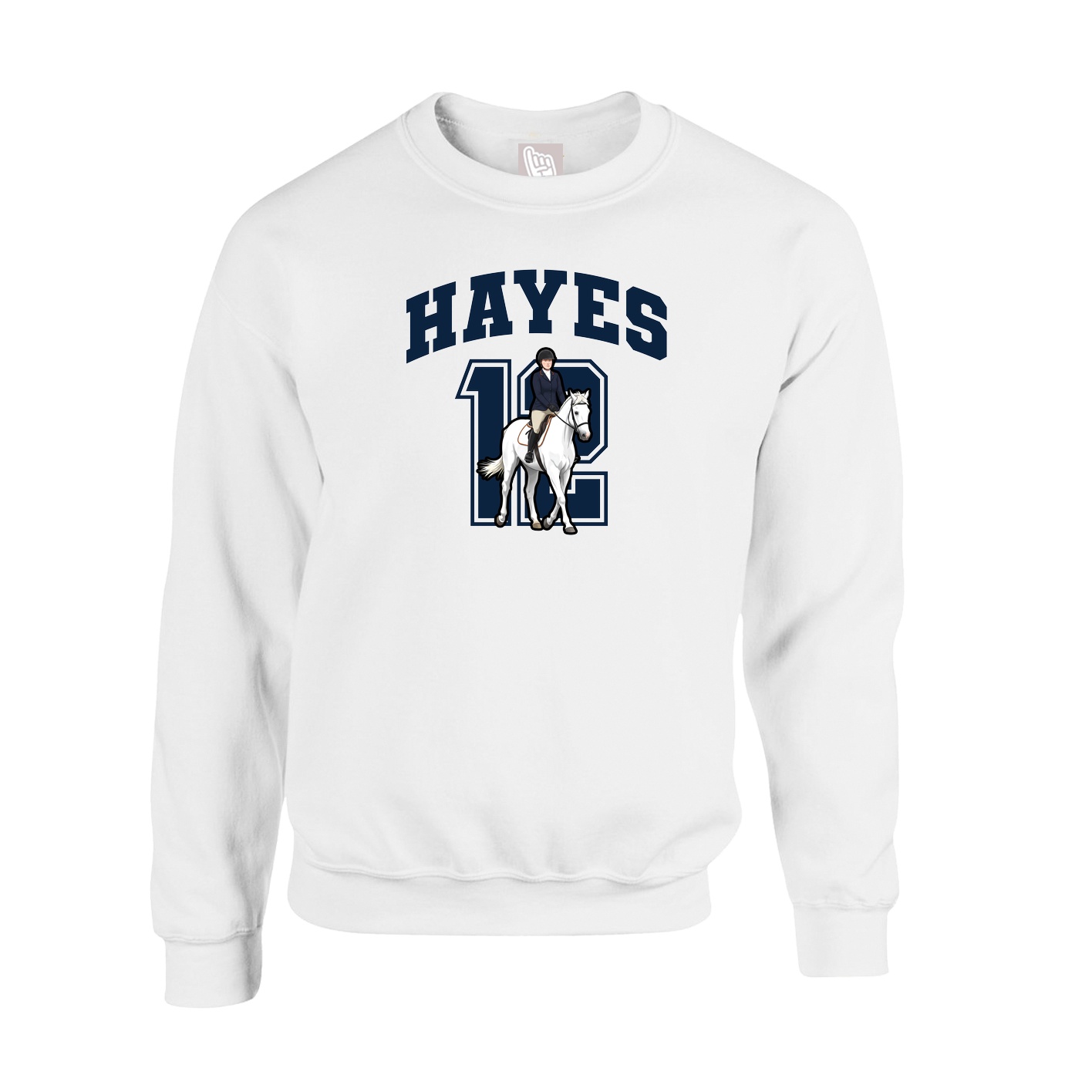 Fleece Crew — Number in White