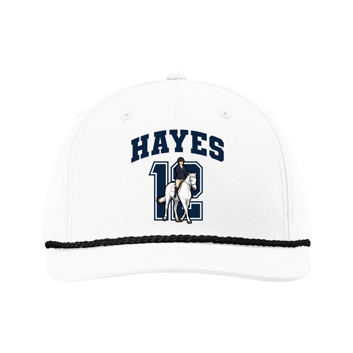 Five-Panel Classic Rope Cap — Number in White