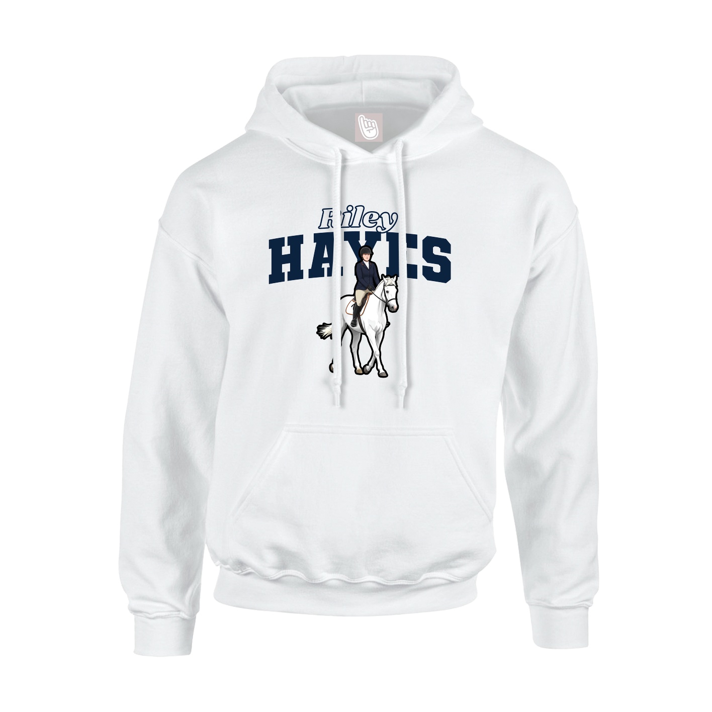 Youth Hoodie — Name Arch in White