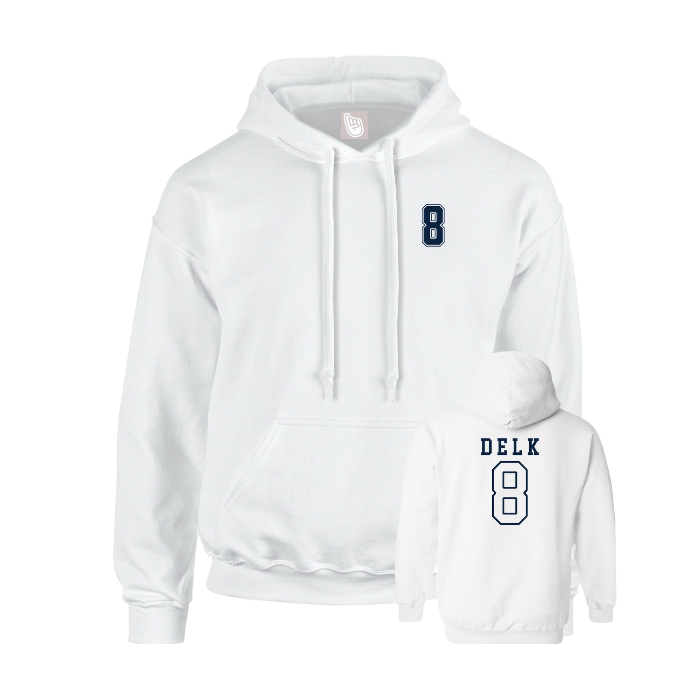 Youth Hoodie — Chest Back in White