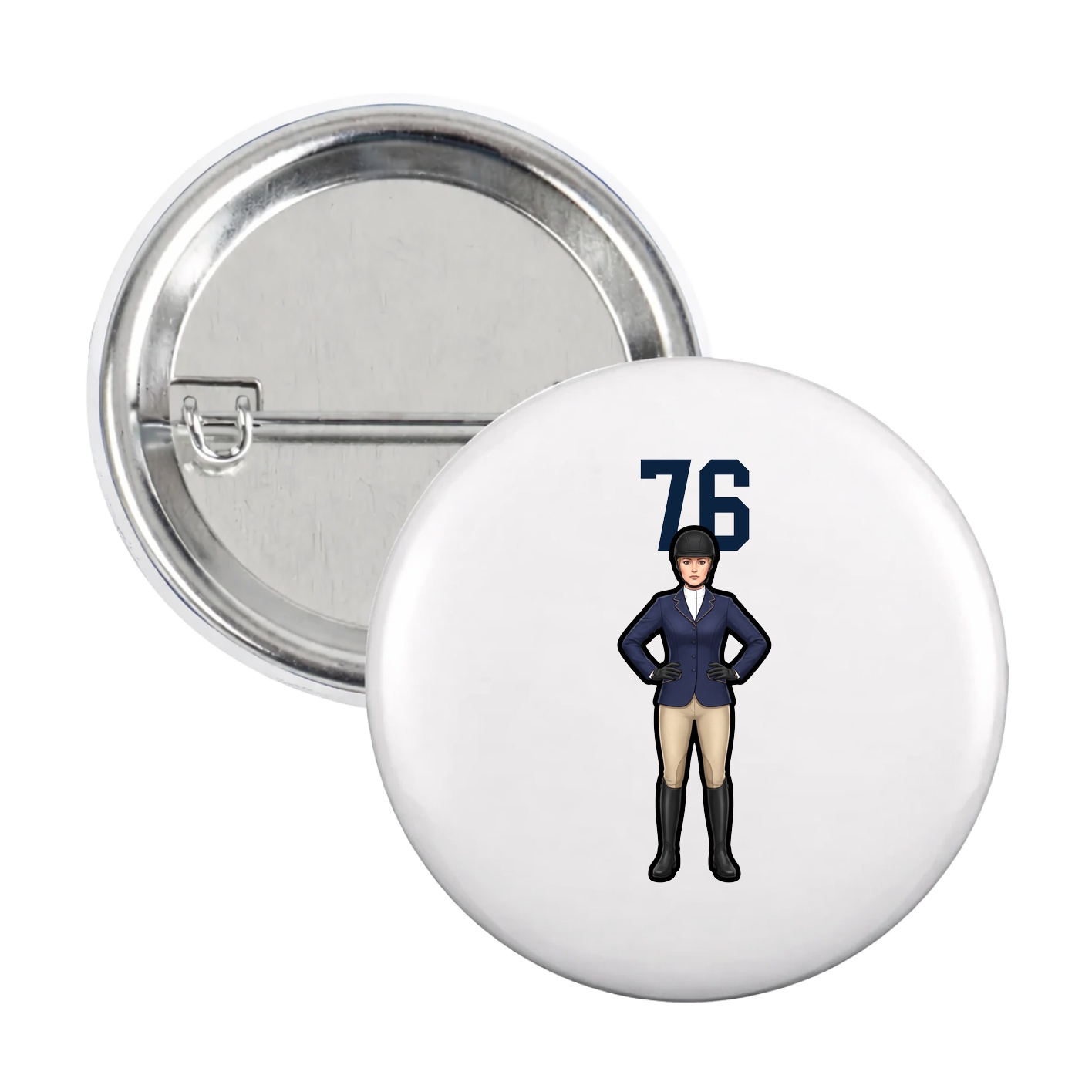 Game Day Button — Number Top in White