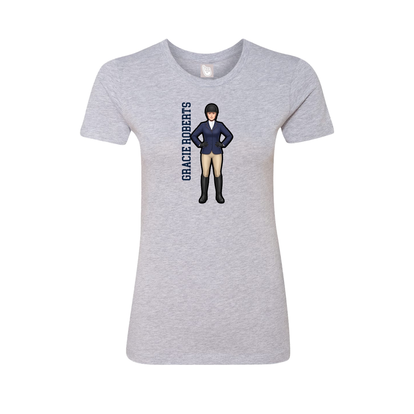 Fitted Women's Tee — Name Vertical in Grey