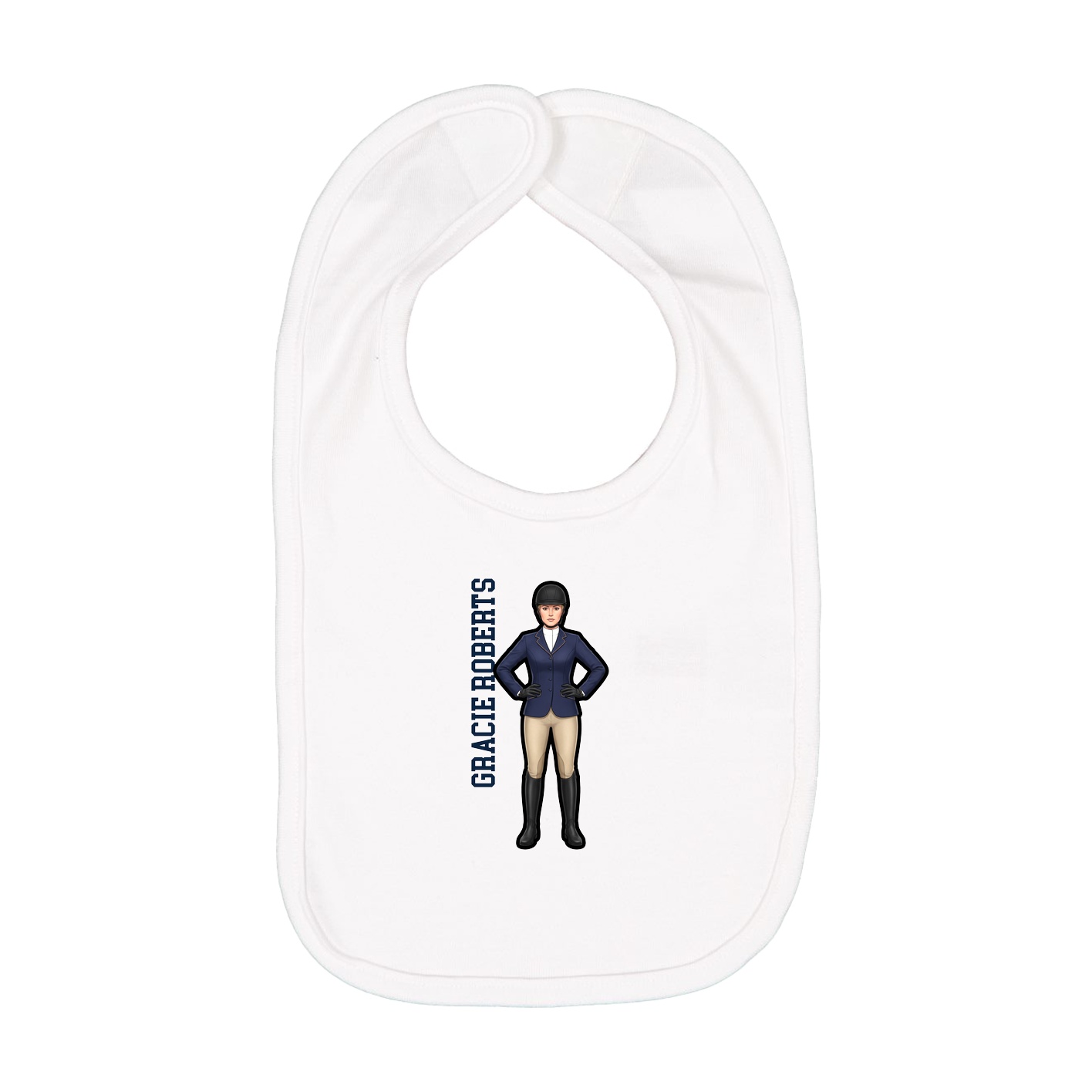 Infant Bib — Name Vertical in White