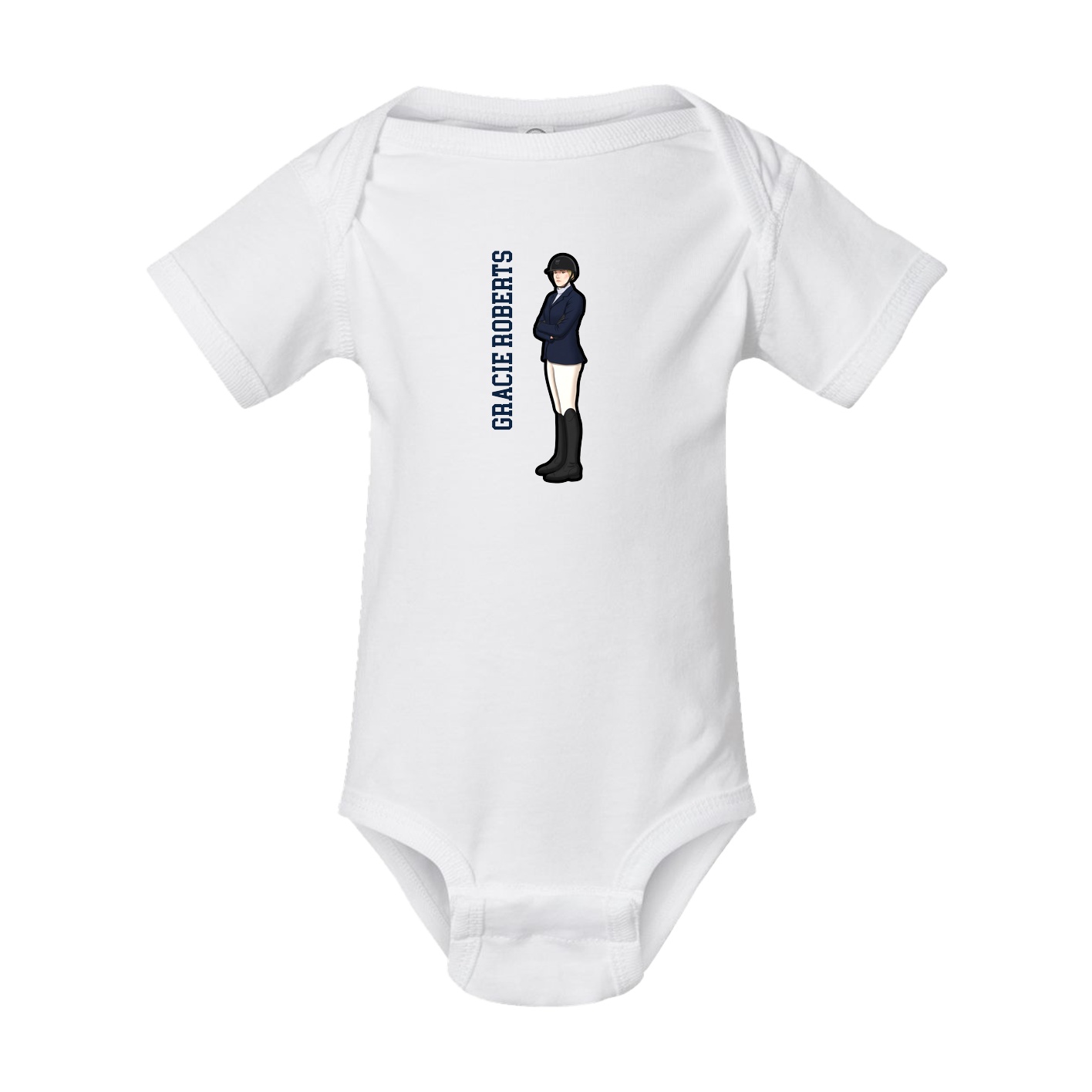 Baby Onesie — Name Vertical in White