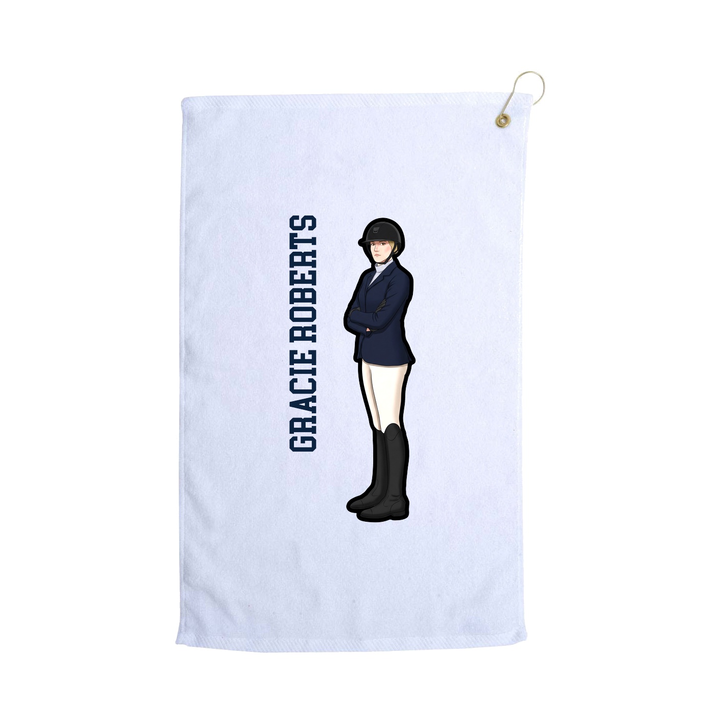 Golf Towel — Name Vertical in White
