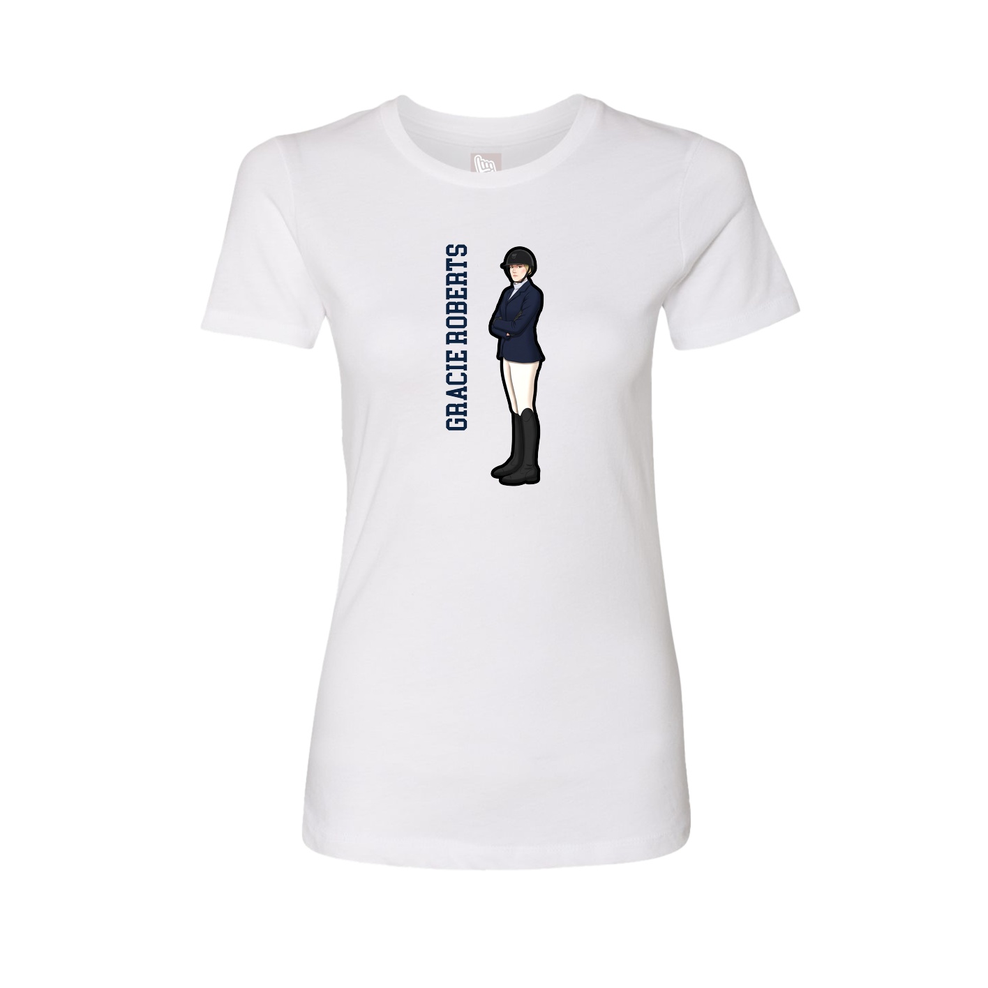 Fitted Women's Tee — Name Vertical in White