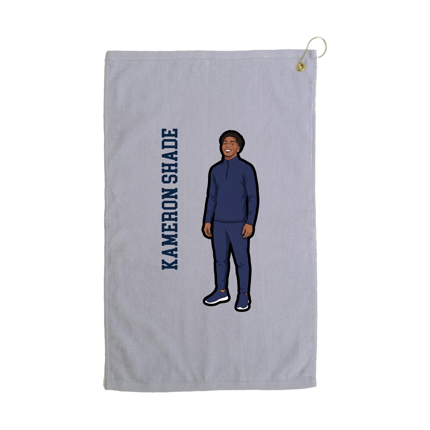 Golf Towel — Name Vertical in Grey
