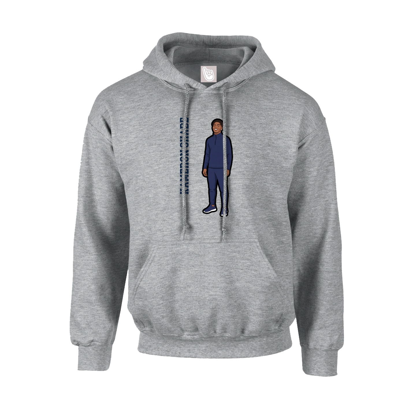 Hoodie — Name Vertical in Grey